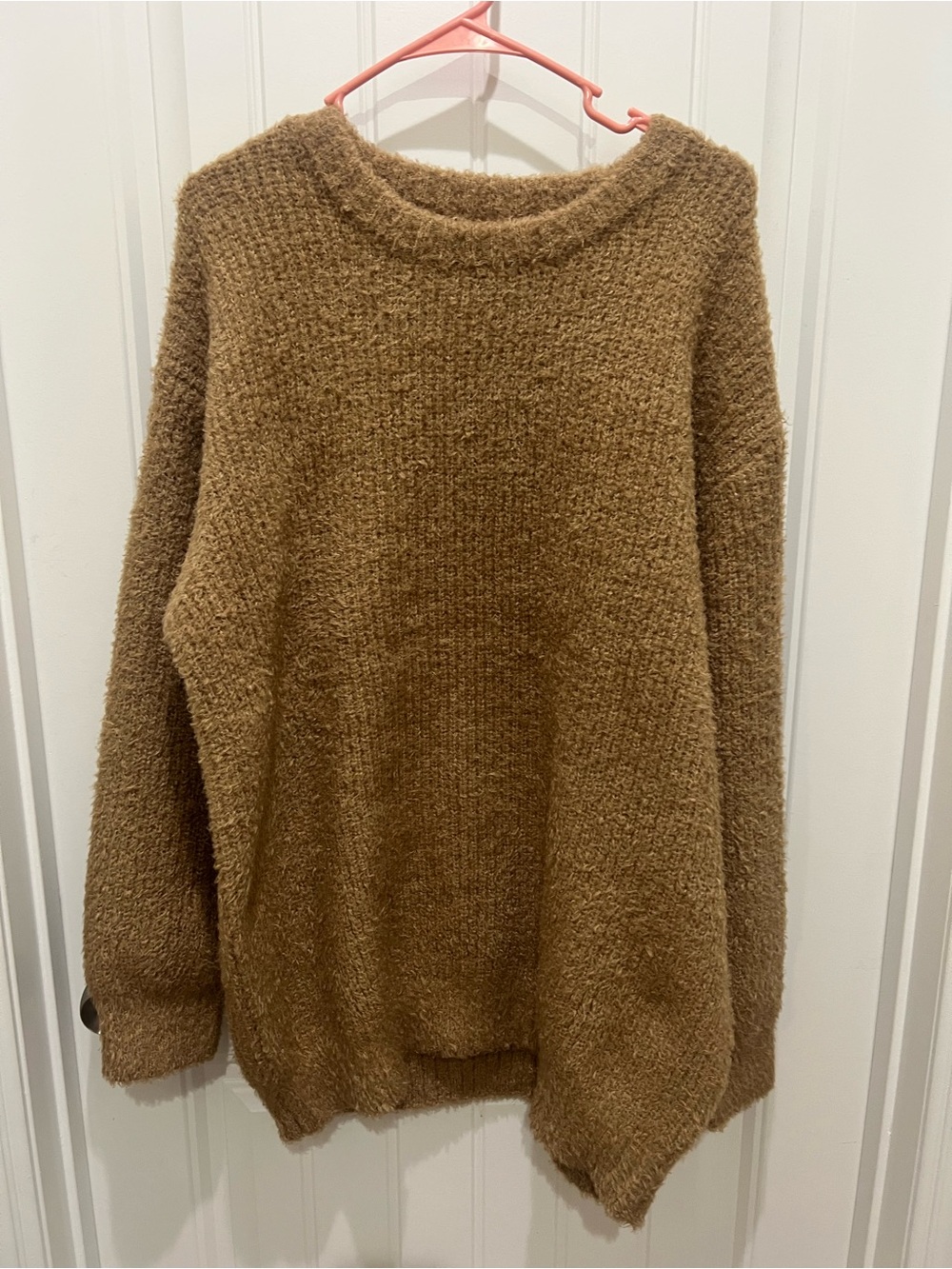 Plush Camel Crewneck Sweater for Women